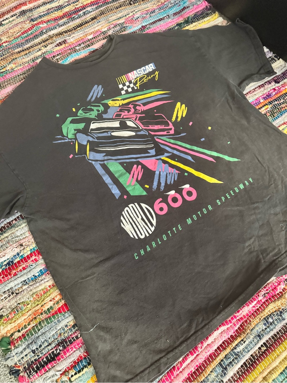 Black Colorful Nascar Graphic Tee